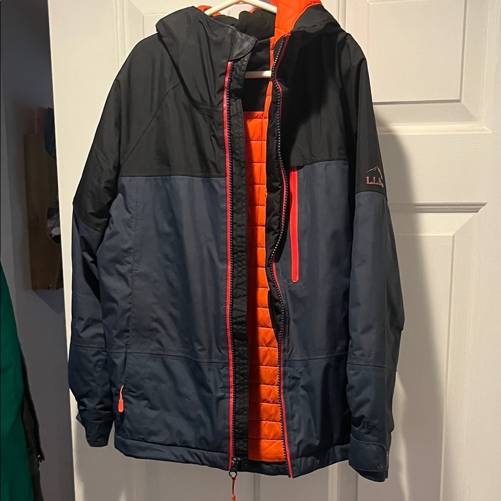 L.L. Bean Black and Orange Hooded Jacket